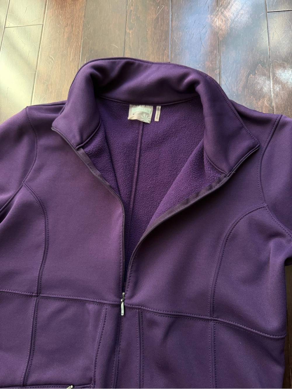 Athleta Cassidy Ponte Dress Medium, Purple, Half Zip, Long Sleeve, Pockets - Picture 4 of 8